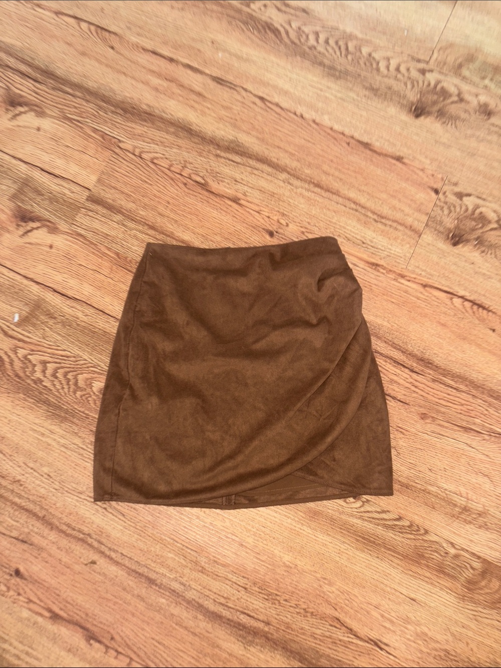 Abercrombie & Fitch Olive Brown Faux Suede Wrap Mini Skirt